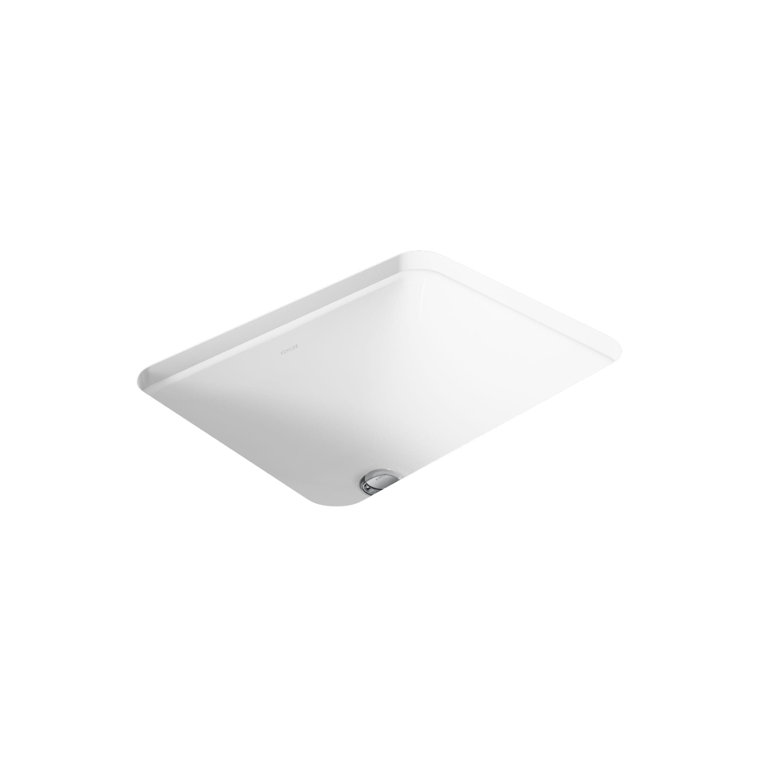 Kohler K-20000-0, White Caxton Rectangle 20-5/16 in. x 15-3/4 in. Undermount Bathroom Sink