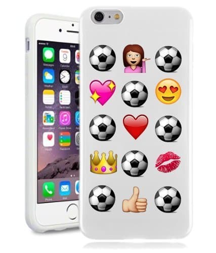 iPhone 8 / iPhone 7 Case Soccer Emoji Meme Cool Funny Teen Girls UNIQUE Designer White Gloss Candy TPU Flexible Slim Case Cover Skin for Apple iPhone 7