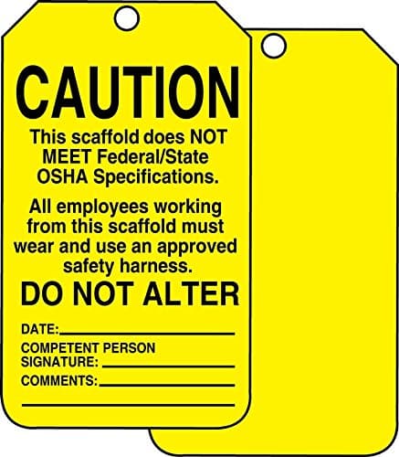 Scaffold Tag, Caution This Scaffold Does Not Meet Federal/Stat, Plastic