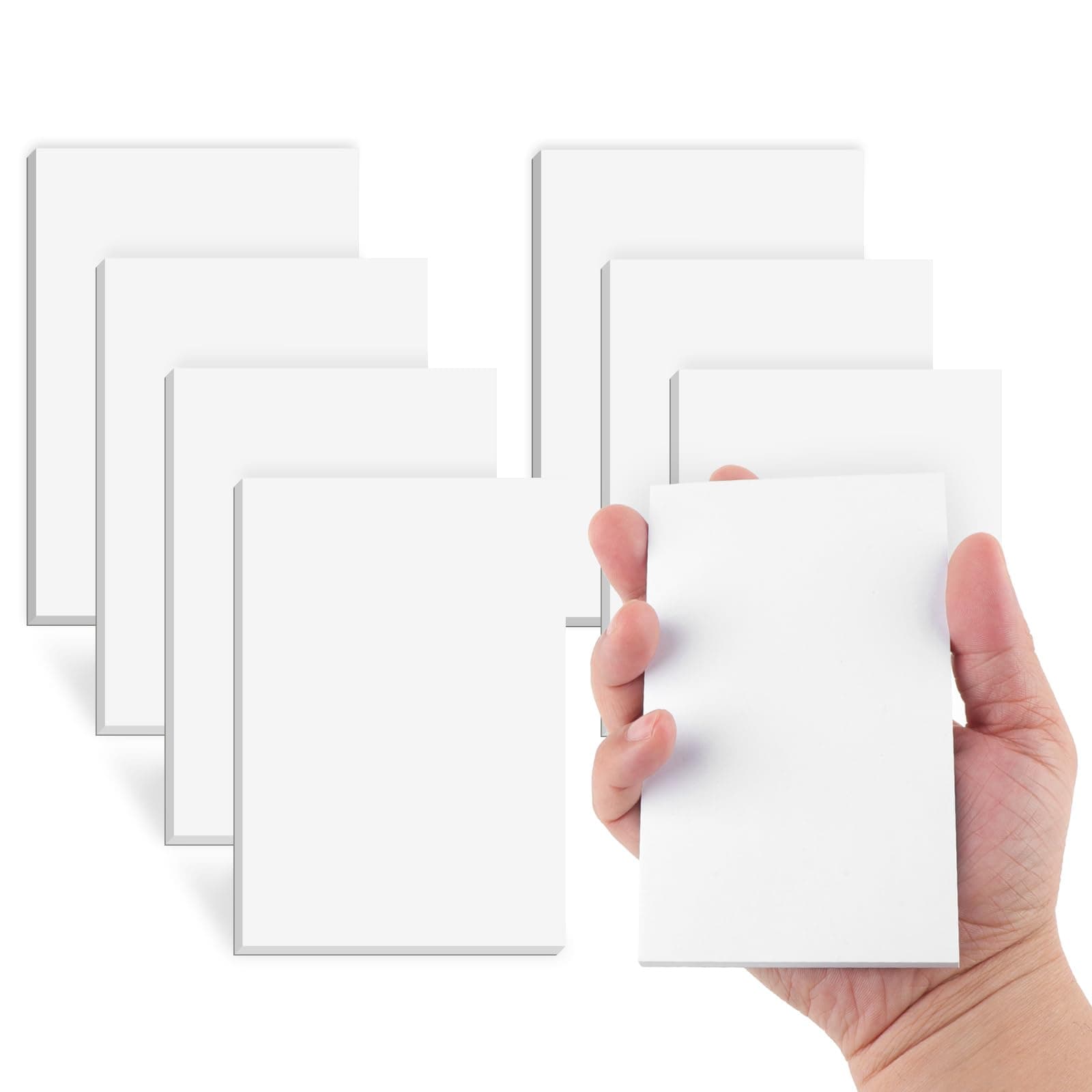 Hoiny Note Pads 3x5 In, 8 Pack Blank Notepad, White Scratch Pads for Writing, 50 Sheets Per Memo Pad for Jotting Down Quick Notes, Pads of Paper for Grocery and Shopping Lists, Small Server Notebook