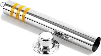 Parking Post Bollards Stainless Steel Parking Barrier With Reflective Strips，Bollard Post, Safety Bollard, Construction Safety Bollard (Color : Silver, Size : 650x89mm/25.5x3.5in)