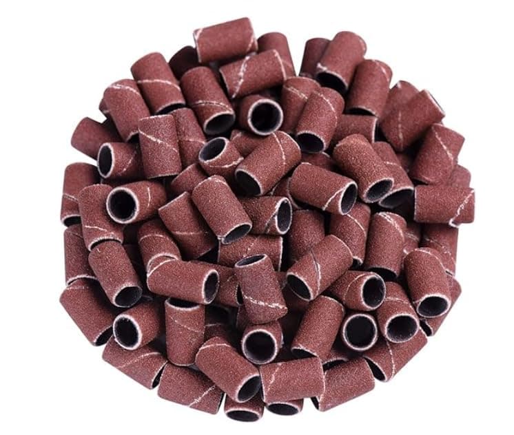 100 Pieces Sanding Bands for Nail Drill Mandrel Bits| #180 Grit Nail Files for 3/32 Shank Inch Nail Drills Machine| Fine Grit for Acrylic Gel Nails
