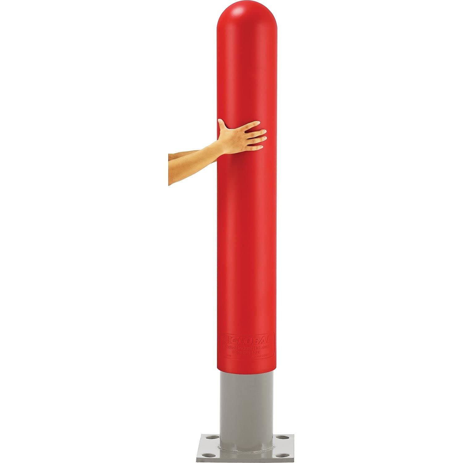 Ideal Shield Smooth Bollard Post Sleeve w/Dome Top, HDPE, 8"x60", Red