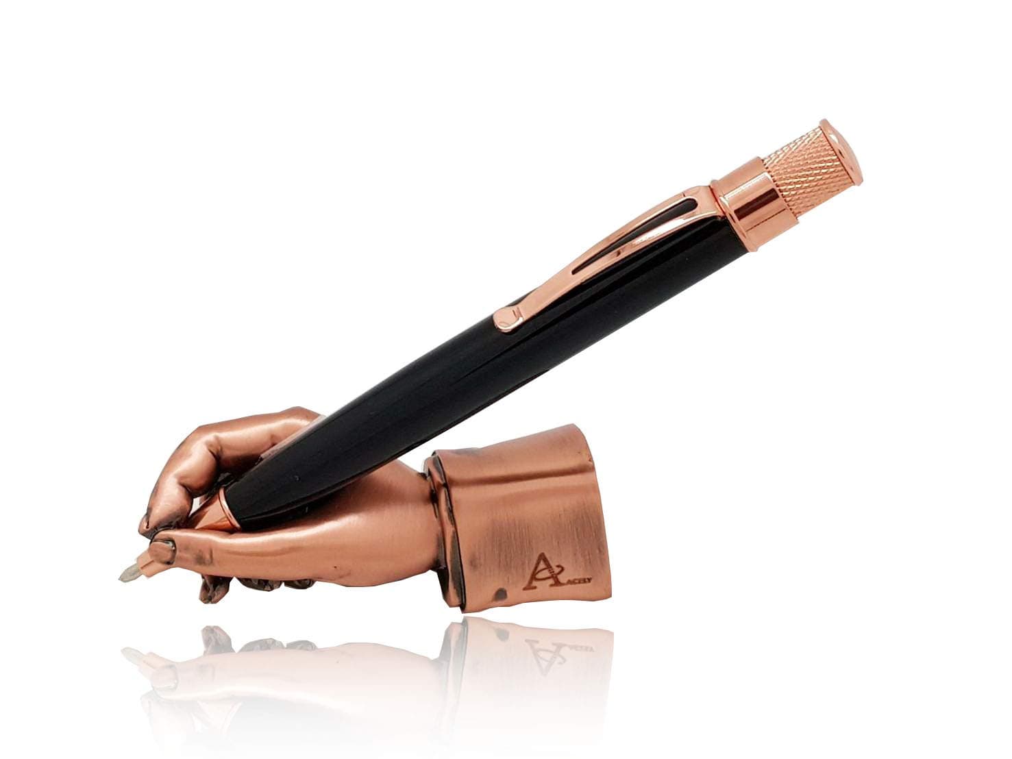 ACELY Executive solid heavy hand-shaped pen holder metal art craft paperweight for desktop organizer pen stand decoration (Anti-Red)