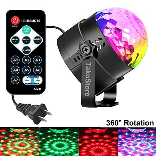 Mini disco ball lights,LED Party Lights,Strobe Light,Sound Actived Auto RGB Mini Rotating Magic Disco Ball Strobe Stage Light For Kids Birthday DJ Dancing Show,Club,Christmas,Birthday Party(with Plug)