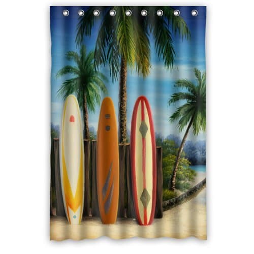 Surfboard Waterproof Fabric Polyester Custom Shower Curtain 48" X 72"