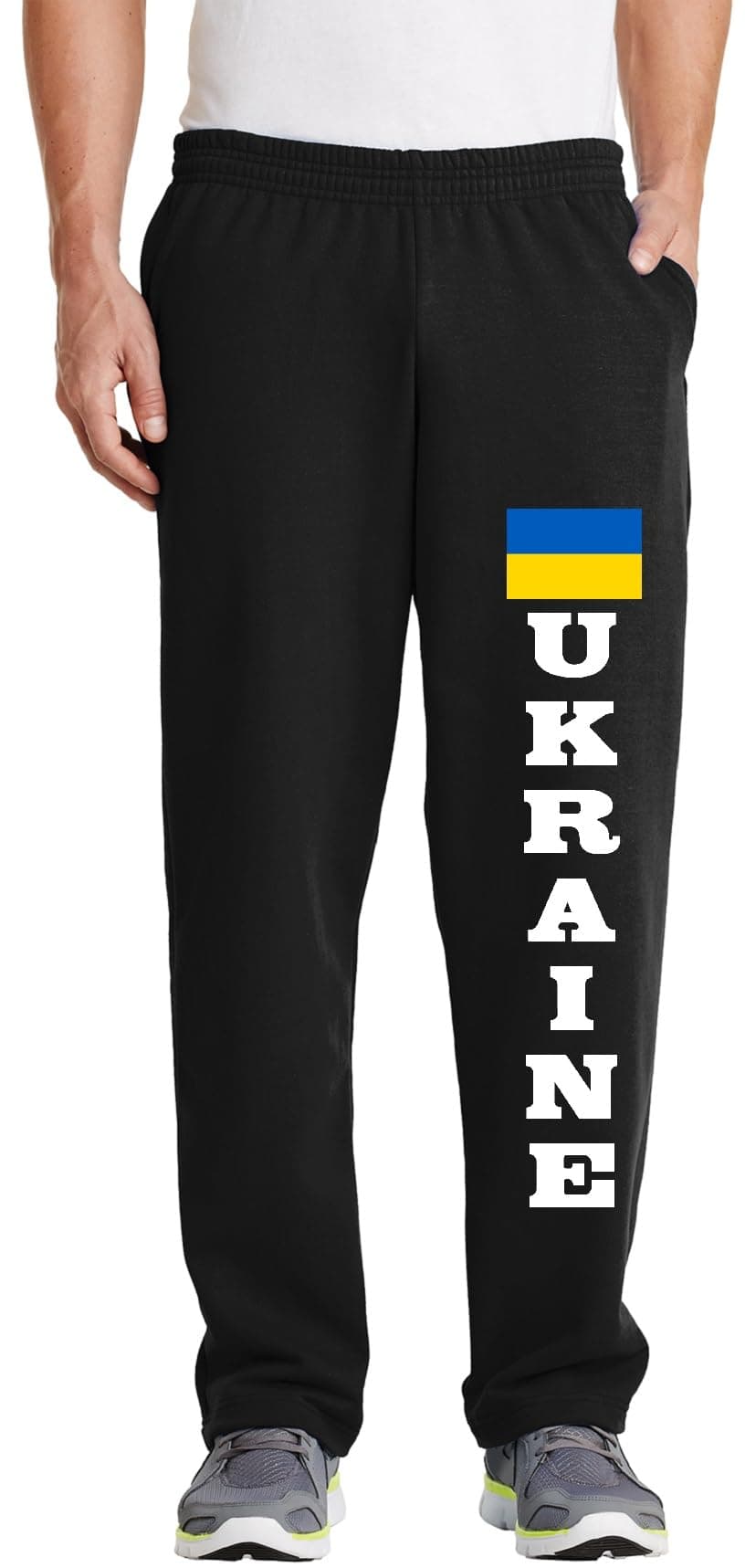 STUFF WITH ATTITUDE Ukraine Open Bottom Black Sweat Pants