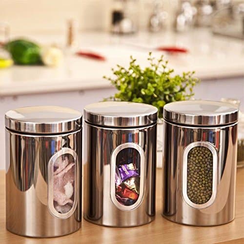 Canisters 3pcs Stainless Steel Silver Tea Coffee Sugar Kitchen Tools Mirror Liter Food Storage Box Container