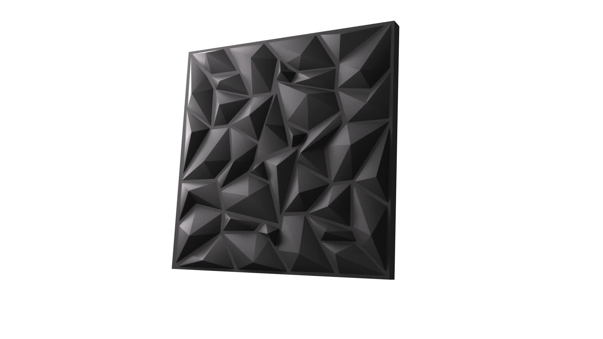 Anigma 3D PVC Wall Panels, 5 Different Shapes, White/Black, Easy Installation, 12 Panel Pack, 500x500mm Each Panel (LowPoly/Black)