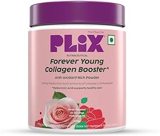 PLIX – THE PLANT FIX | Collagen Booster Powder to Support Healthy Skin | Supports Collagen Production, Antioxidants & Skin Health | Vitamin C, Hyaluronic Acid & Superfood Blend, Rose (200 g)