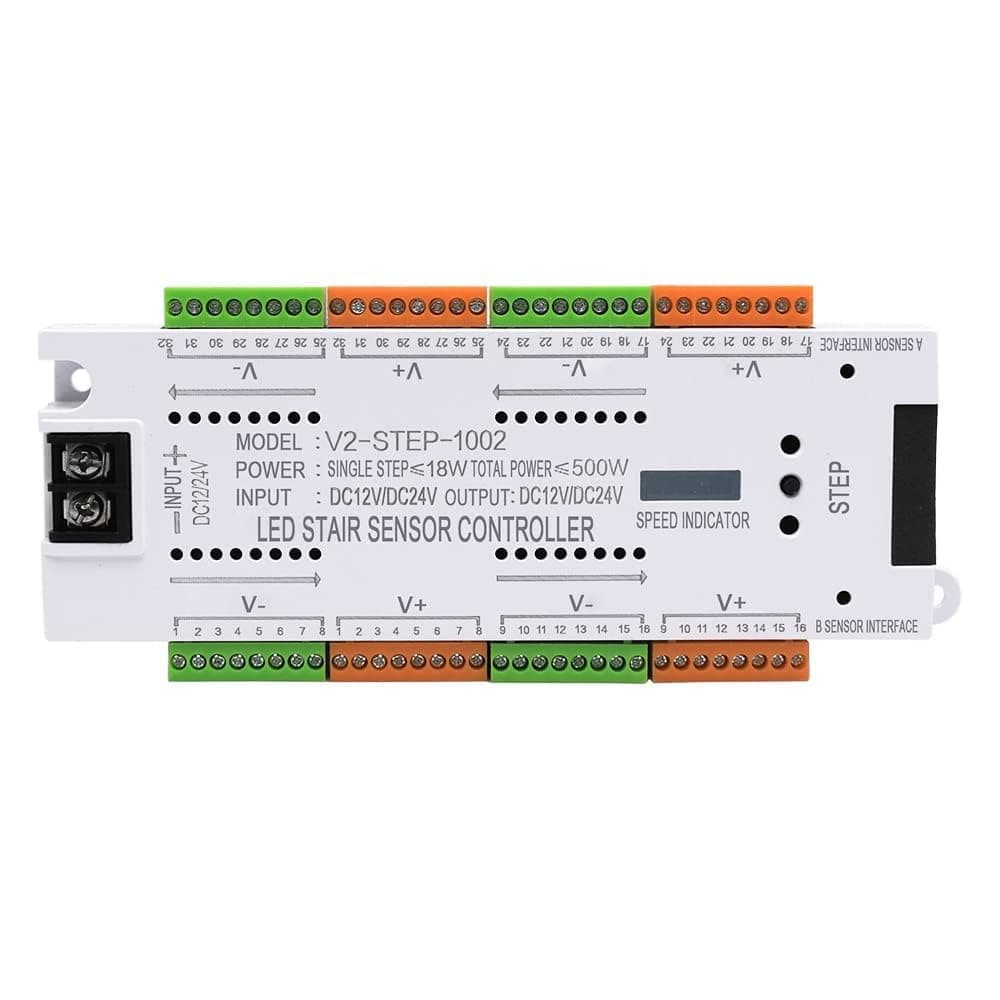 Plastic 32Ch Led Staircase Motion Sensor Controller For Strip Lighting Adjustable Upto 32 Steps Lighting Controller, 1 Mile, White