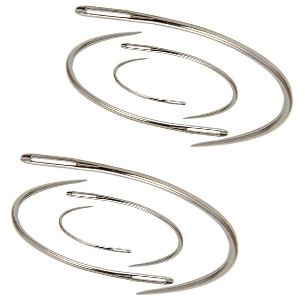 SaiDian 2 Sets 2'' / 2.5'' / 3 ''/ 3.5 '' Curved Leather Hand Sewing Needles C Type Needles for Carpet Leather Canvas Repairing Weaving Crafts
