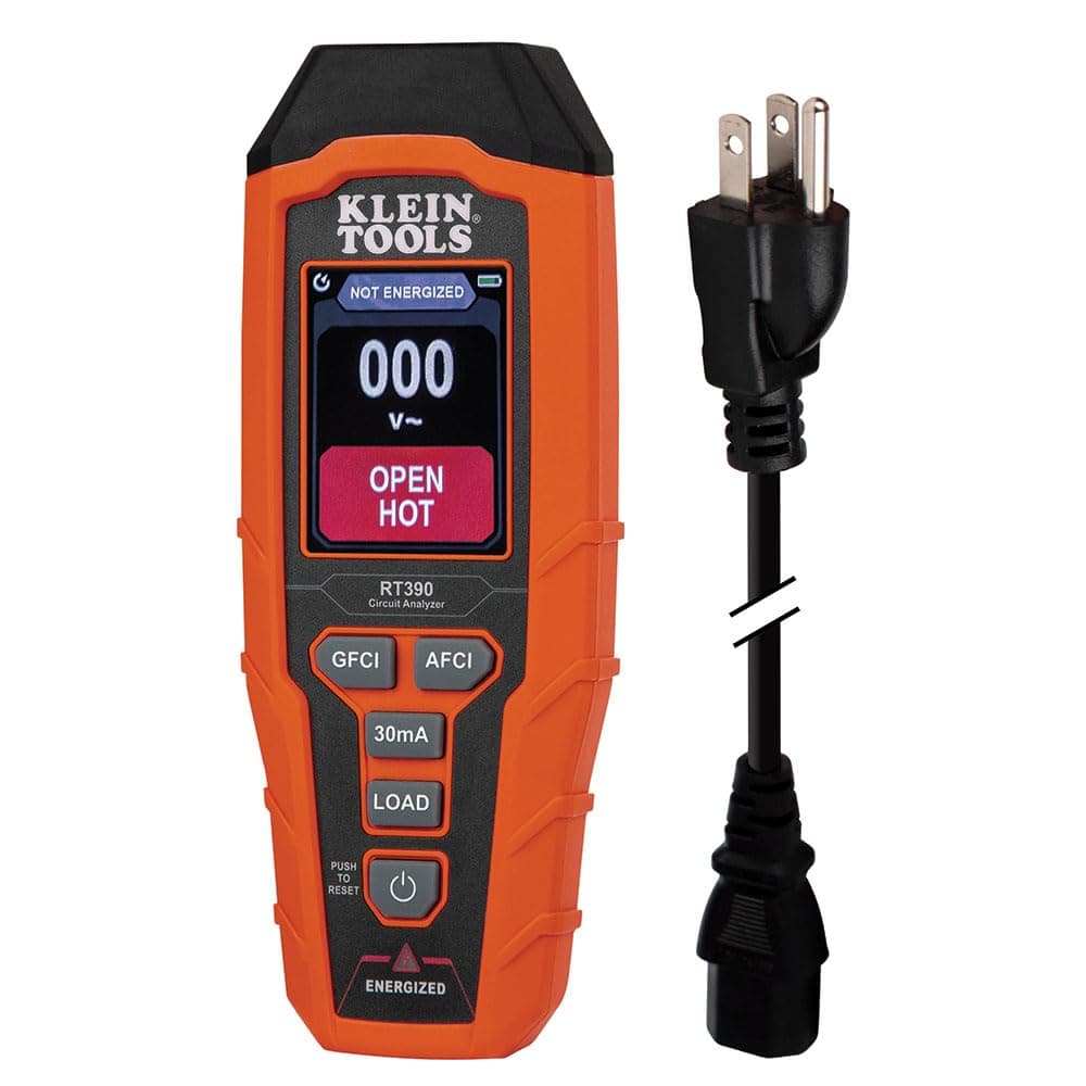 Klein Tools RT390 Circuit Analyzer with Large LCD, Identifies Wiring Faults, GFCI and AFCI Tester, Voltage Drop, Displays Trip Time, Orange