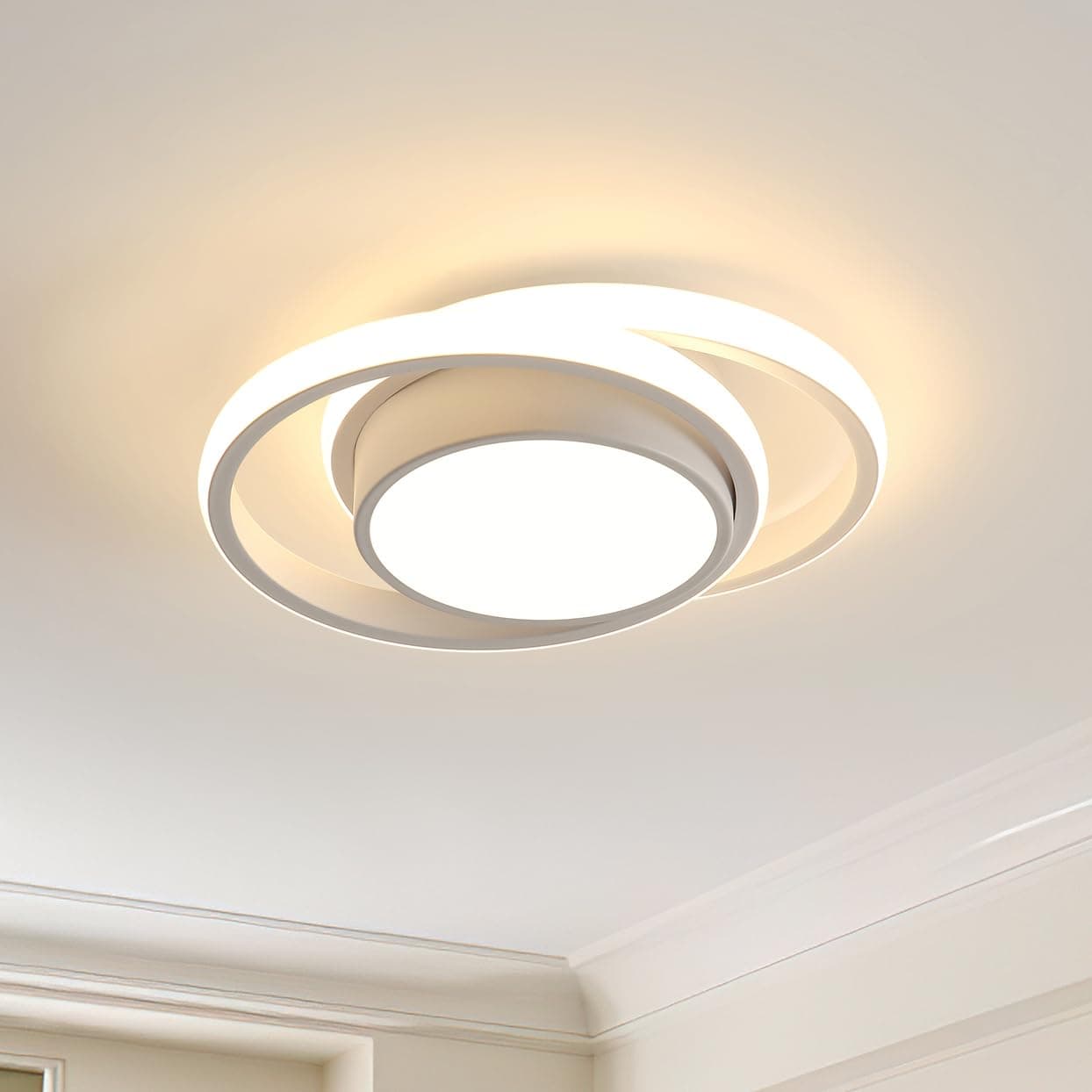 LED Ceiling Light, 32W 2880LM Modern Ceiling Light Round Small Ceiling Lighting Fixture Aluminum, 3000K Warm White Close to Ceiling Light Fixture for Hallway,Bedroom, Kitchen, Living Room