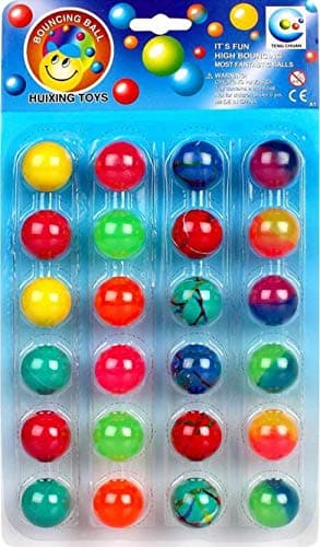 Crazy Bouncy Jumping Balls (Multi Color Texture)-Rubber,Pack of 24