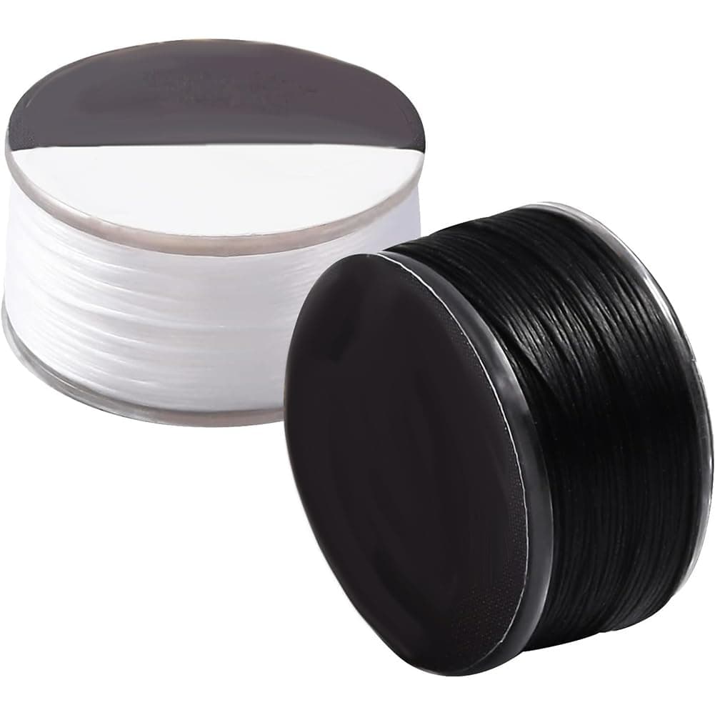 PH PandaHall 0.1mm Nylon Seed Bead Thread 100 Yards Black White Bracelet Cord Beading Thread Invisible Sewing String Nylon Braided String for Leather Stitching Beading Jewelry Bracelets Making