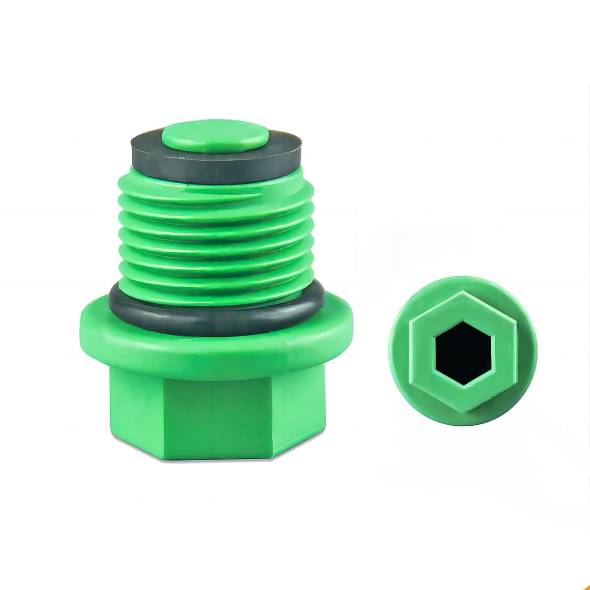 Qrity 8 PCS Hex 1/2" Blanking Plug, Hose Water Tubing Stopper, Fittings End Caps for Pipelines, Prevent Leakage Choke Fitting, Male Thread Pipe Plug Connector with Gaskets -Green