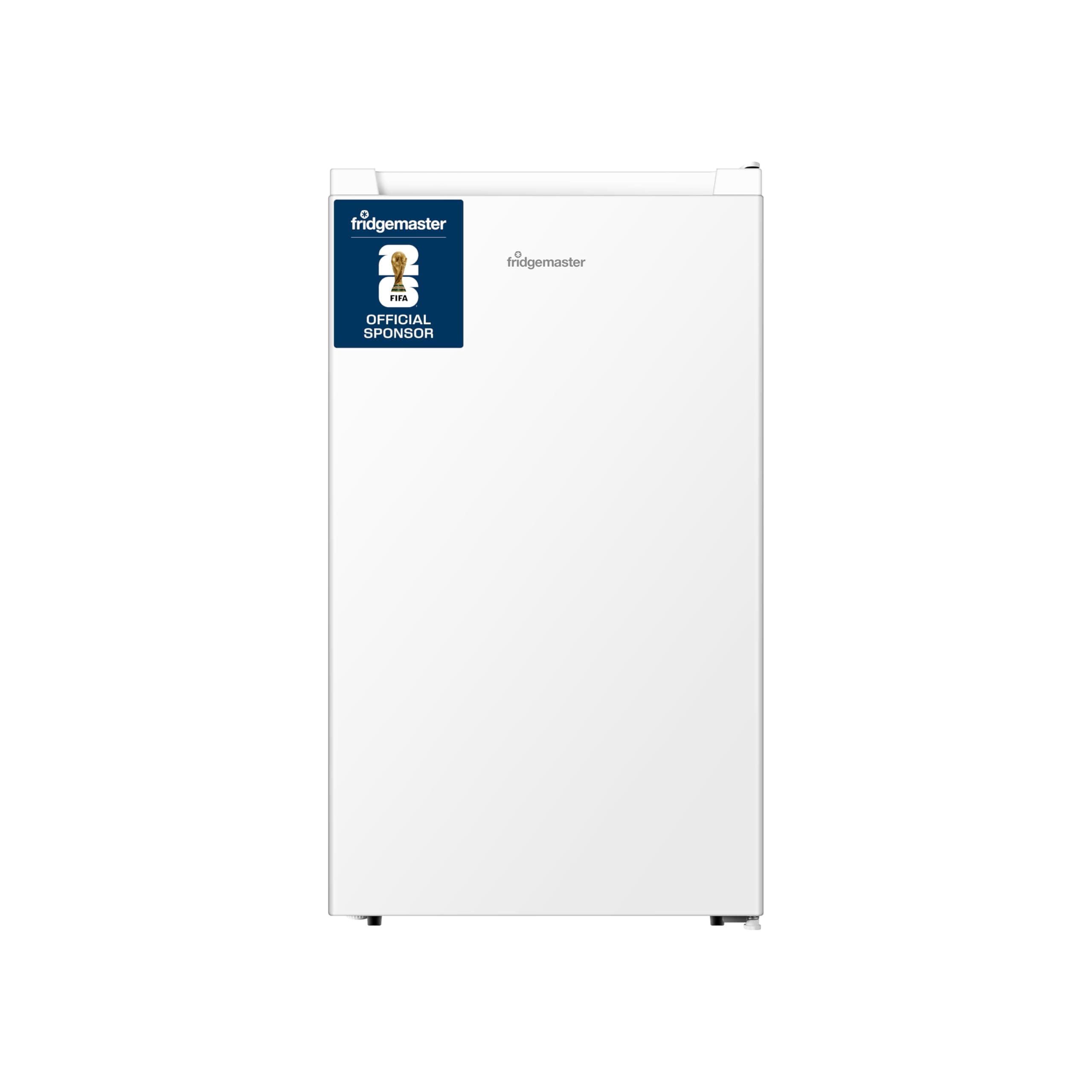 Fridgemaster MUR4894E 82L Under Counter Fridge with LED Lighting, Adjustable Temperature Control, Reversible Door and 3 star Ice Box, White, E rated