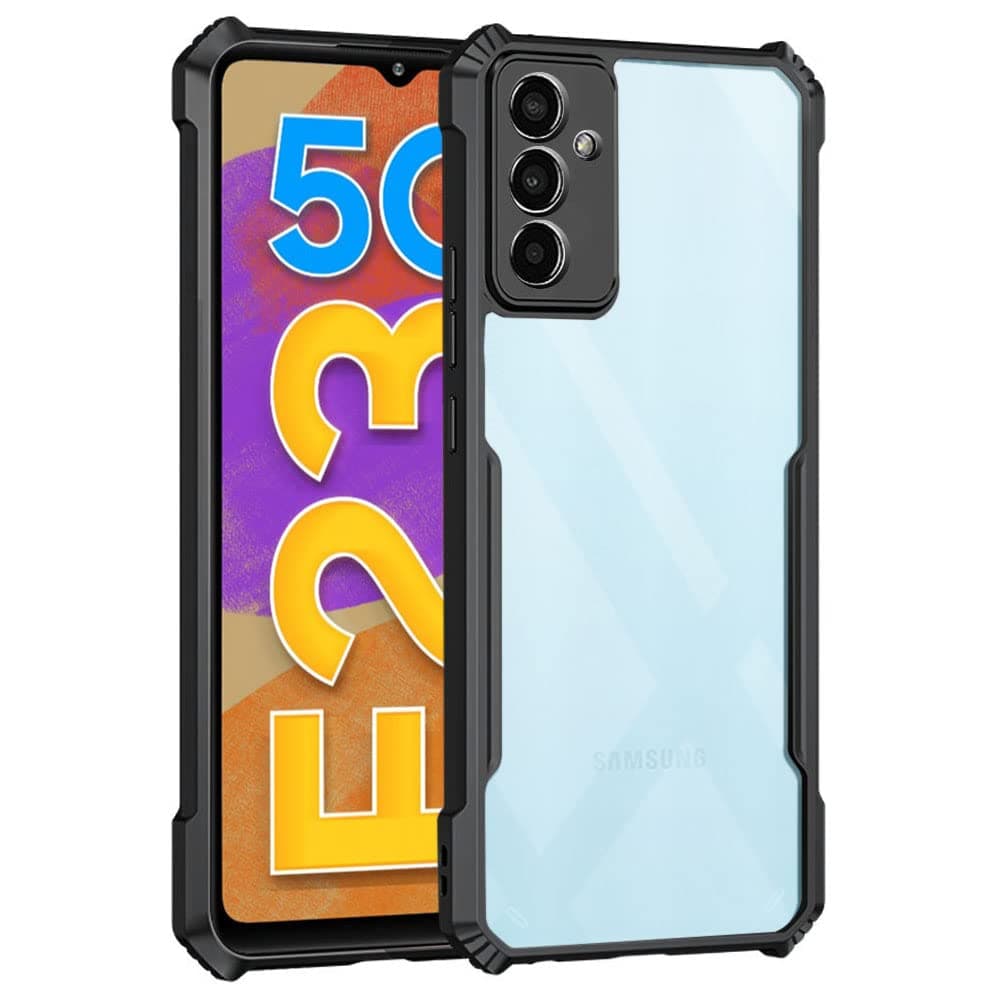 WOW IMAGINE Shock Proof Clear Back Case Mobile Cover for Samsung Galaxy F23 5G (Hard | Hybrid PC + TPU | Full Armour Device & Camera Protection | Black)