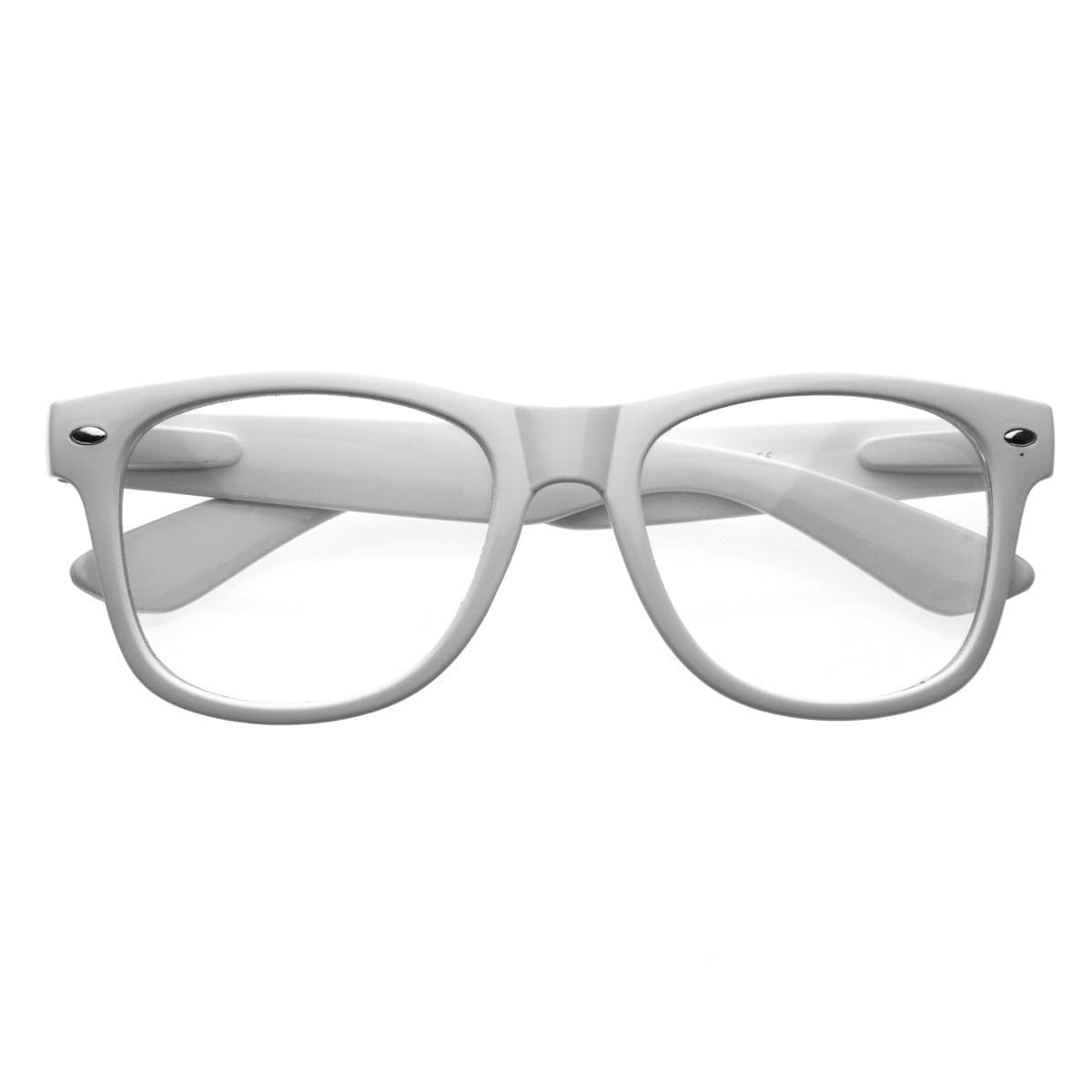 White Retro Oversized Style Frame Nerd Geek Glasses