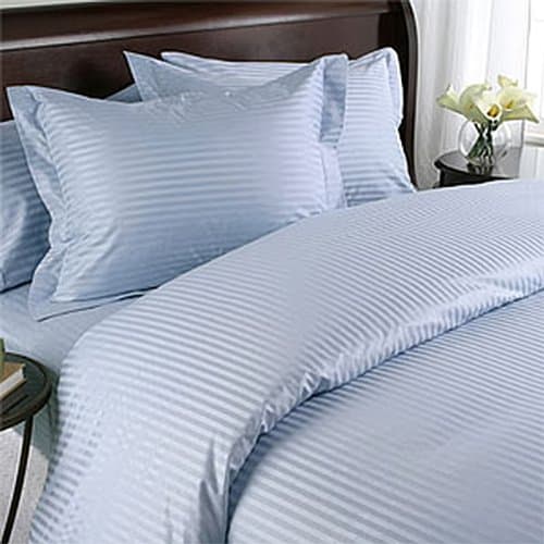 1000 Thread Count Three (3) Piece King Size Blue Stripe Duvet Cover Set, 100% Egyptian Cotton, Premium Hotel Quality