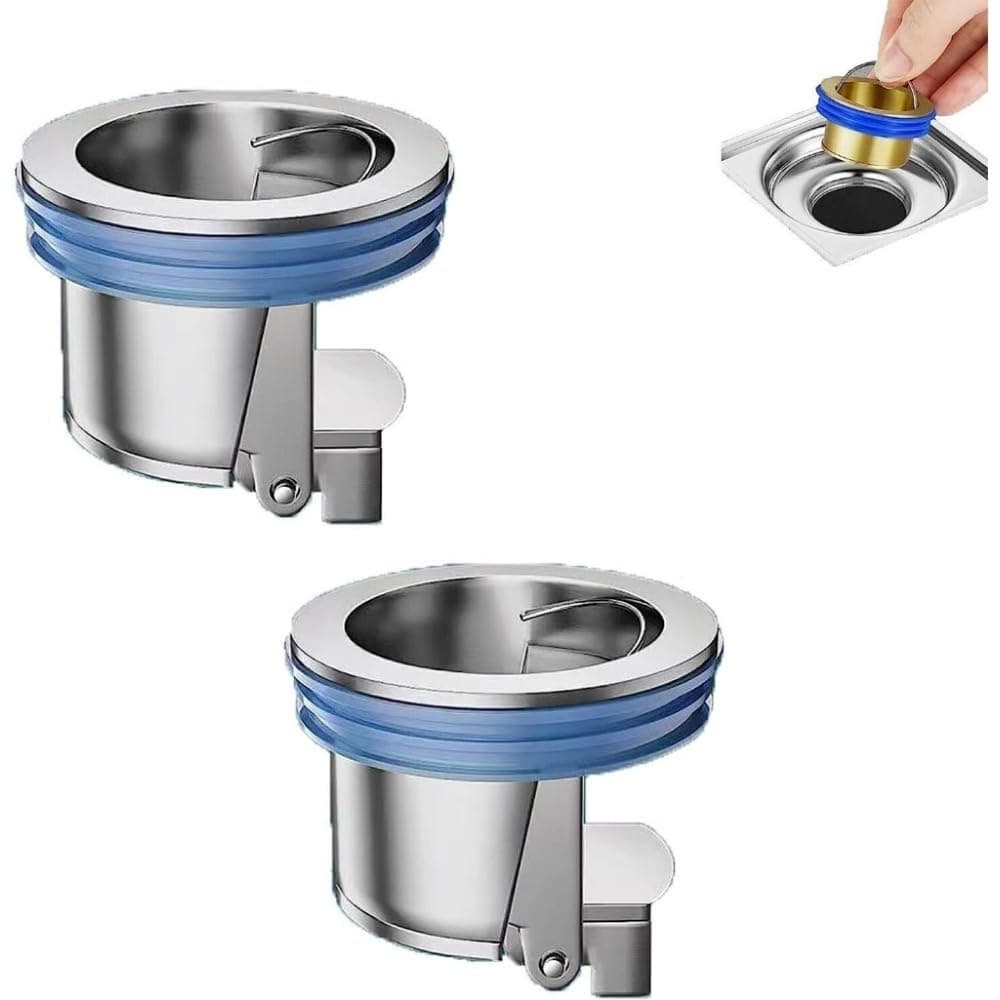 Fermus Shower Floor Drain Insert Drain Plug Anti-Odor Plug Sewer Core One Way Drain Valve Backflow Preventer for Basement Drain, Suitable for Drain Tube 1.25-1.65in, Minimum Drain Depth 2in (Silver)