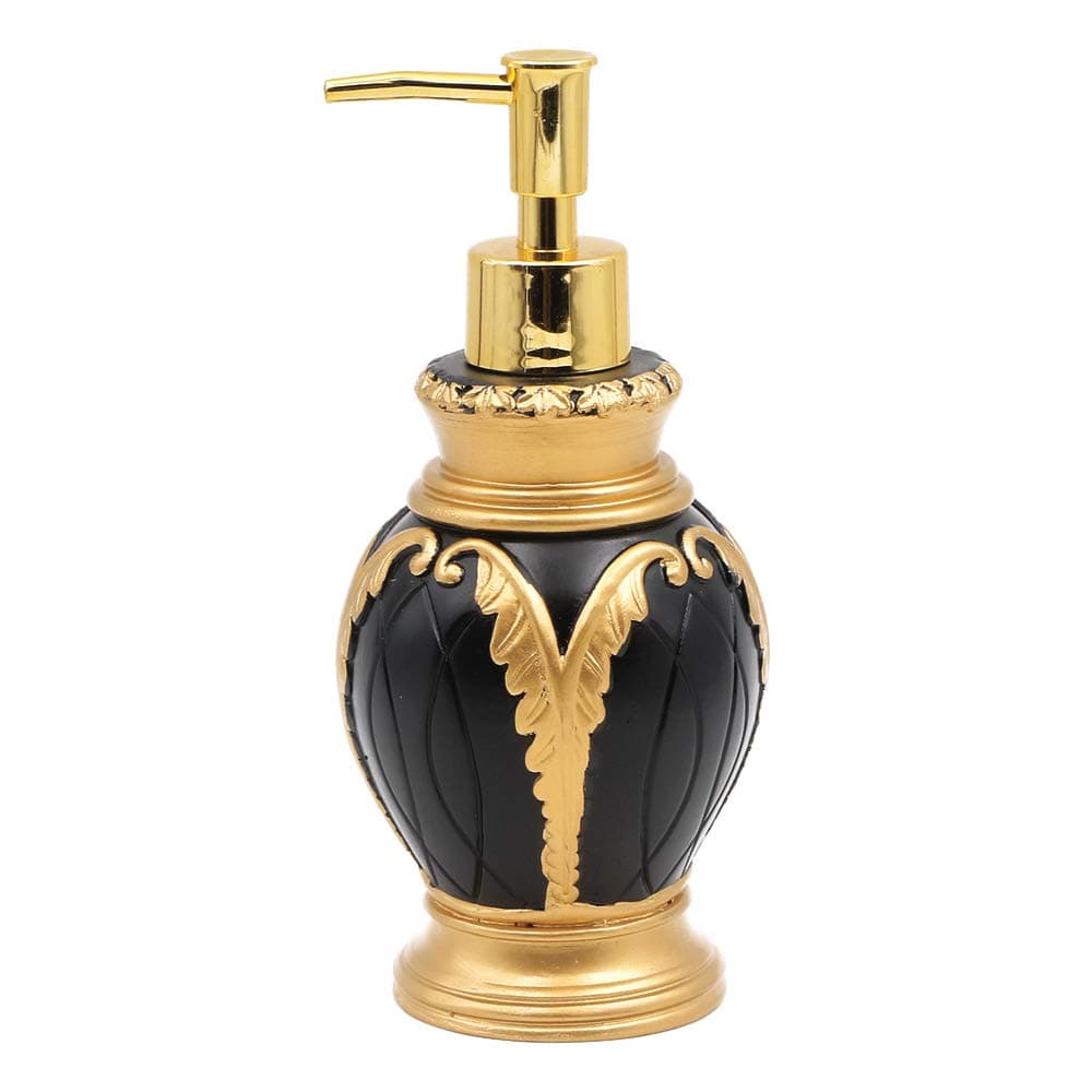 12 OZ Liquid Soap Dispenser Pump for Kitchen or Bathroom Countertops, Black with Gold