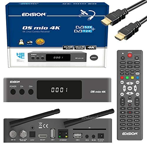Edision Mio 4K UHD HEVC h.265 DVB-S2X FTA STB E2 OS Linux Grey