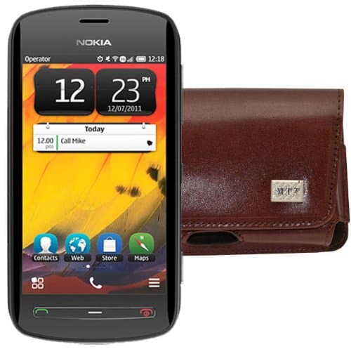 Original MTT Horizontal Leather Mobile Phone Case for Nokia 808 PureView with Belt Clip and Safety Loop in braun