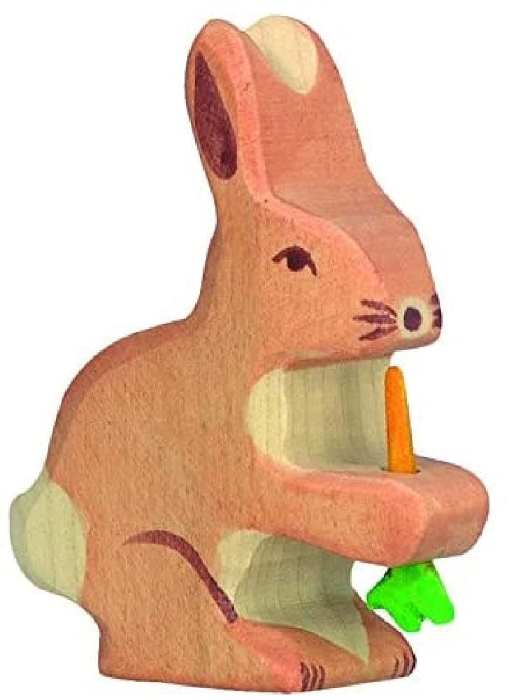 Holtztiger HT80102 Hare with Carrot, Assorted Colours