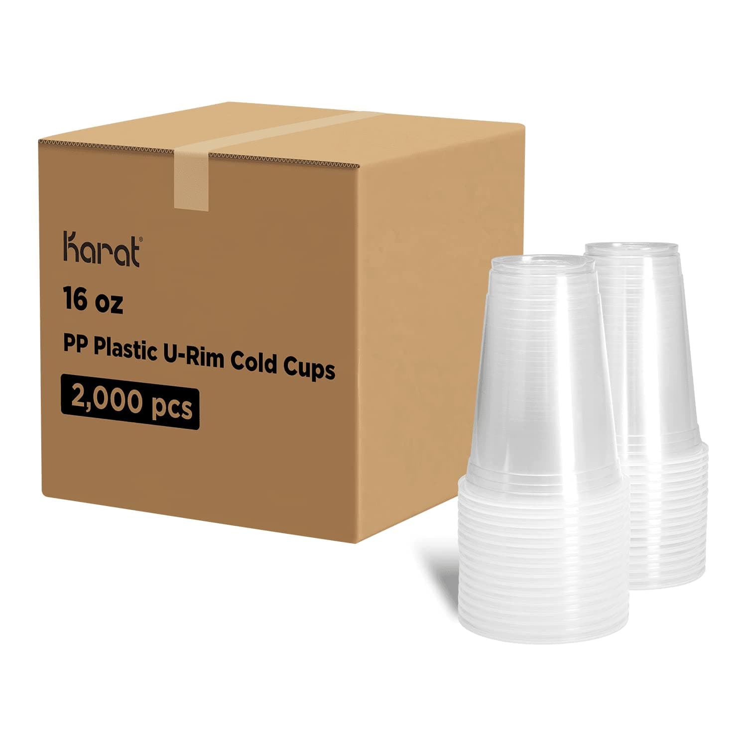 Karat [16oz - 2,000 ct] 95mm Translucent PP Plastic U-Rim Disposable Cups, Designed for Sealing Films (C1011)