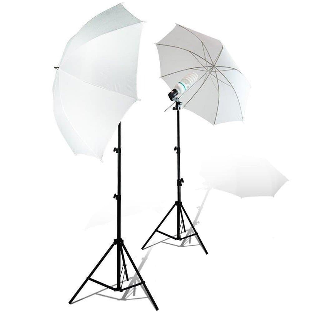 SLOJP Photography Soft White Umbrella Continuous Lighting Kit Adjustable Light Stand Photo Studio 125W 5500K Lamp Bulbs Set