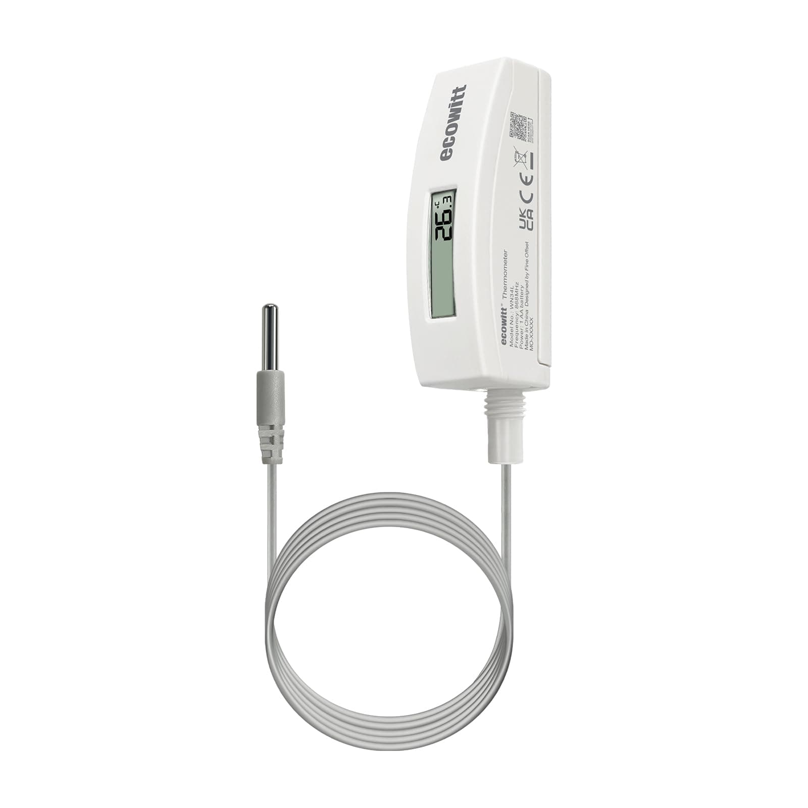 WN34BL Digital Pool Thermometer with LCD Display, Waterproof Water Temperature Sensor, Easy to Mount, 10ft Cable Sensor for Swimming Pool, Hot Tubs, Spas, Bath Water, Fish Ponds