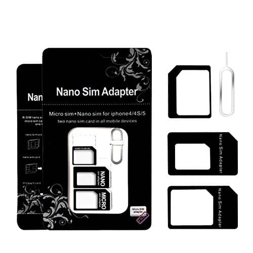 INTS SIM Card Adapter Micro Nano and Standard Sim Card Adapter 4 in 1 Kit with Eject Pin for iPhone Samsung and Other Smartphones (Black)