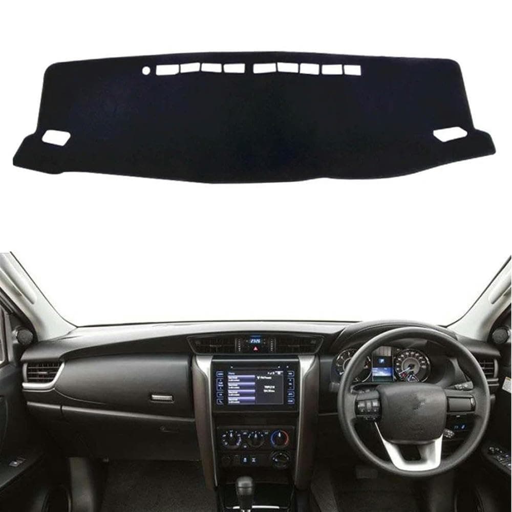 Car Dashboard Cover Anti-Scratch Dash Cover Interior Dash Covers - for Toyota Fortuner SW4 2016 2017 2018 2019 2020 2021 2022 2023, Black(Black Edge), Right Hand Drive