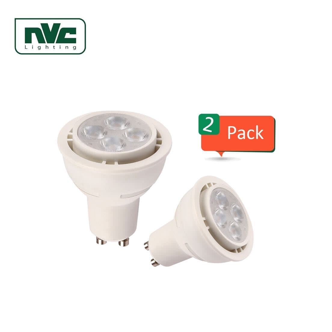 NVC 2 Pack GU10 5W LED Light Bulbs, 50W Halogen Bulb Equivalent, 13W Fluorescent Light Equivalent, MR16 5W, 360lm, Warm White 3000K, 40° Beam Angle, Recessed Lighting, Track Lighting [Energy Class A+]