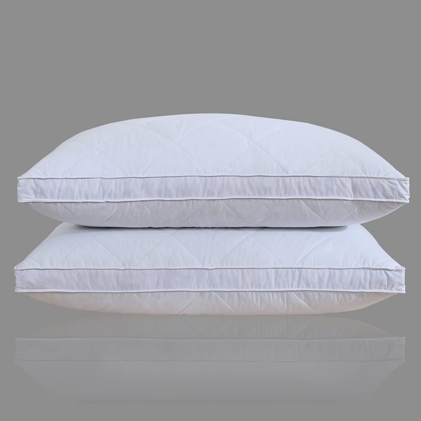 Three Geese Queen Size White Goose Feather Pillows Set of 2 - Soft 100% Cotton 600 Thread Count, Medium Firm,Soft Support for Side, Back, and Stomach Sleepers - Oeko-Tex Certified