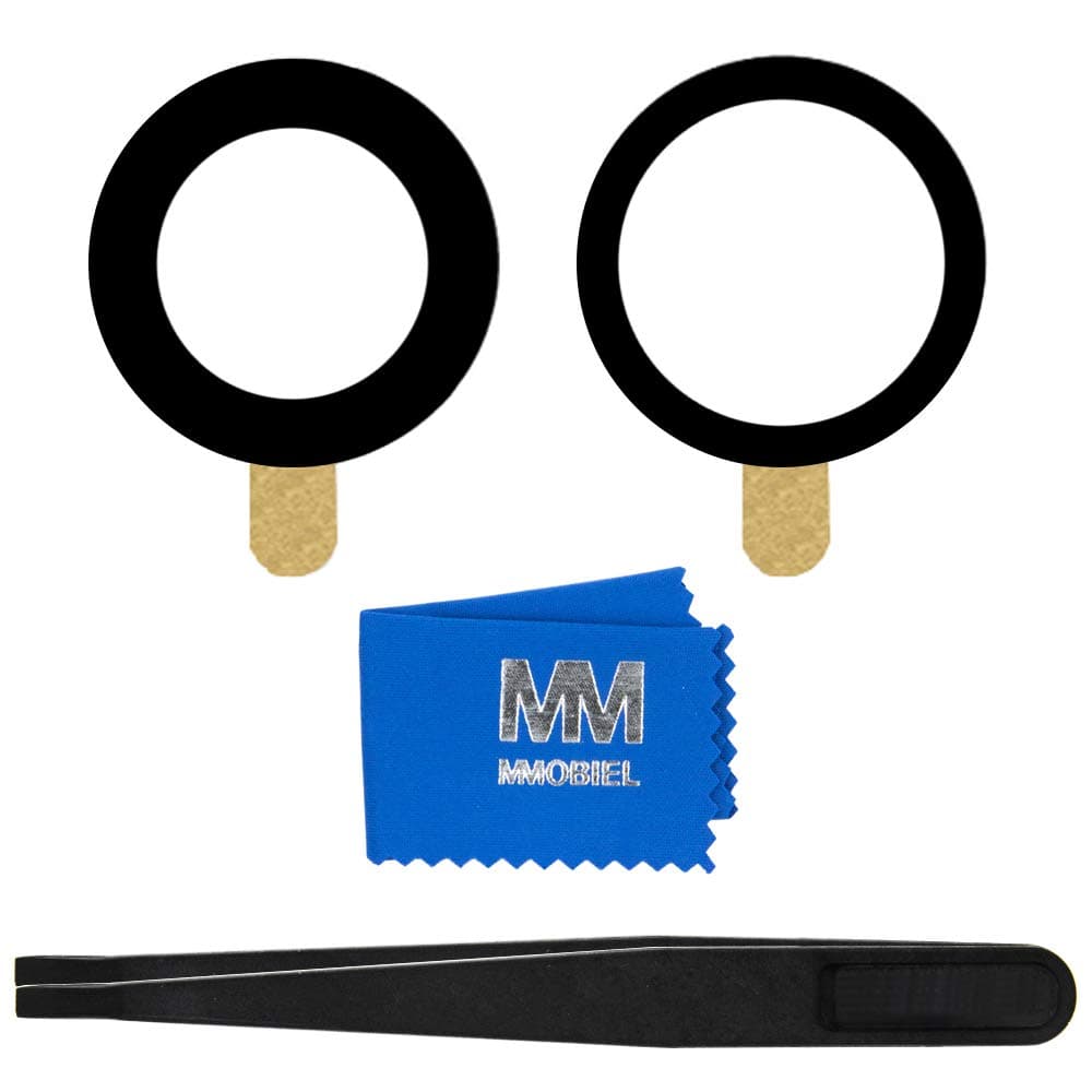 Rear Camera Glass Lens Compatible with iPhone 12/12 Mini 2020 Camera Glass with Double Sided Adhesive Tweezers and Cloth Included – Black