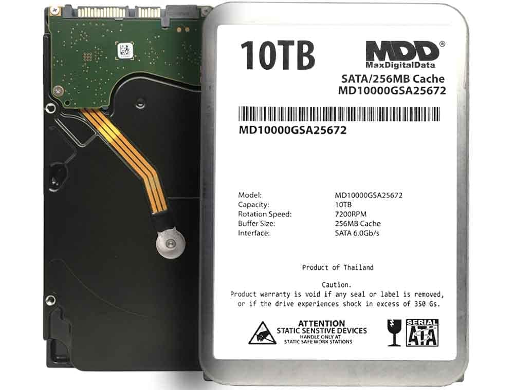 MDD MAXDIGITALDATA (MD10000GSA25672) 10TB 7200RPM SATA 6Gb/S 256MB Cache 3.5Inch Internal Desktop Hard Drive - 3 Years Warranty