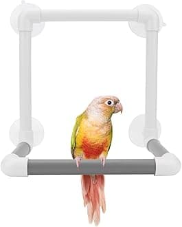 Hypeety Bird Portable Suction Cup Parrot Shower Perch Window Standing Platform Shower Bath Toy for Bird Parrot Macaw Cockatoo African Greys Budgies Parakeet Cockatiel