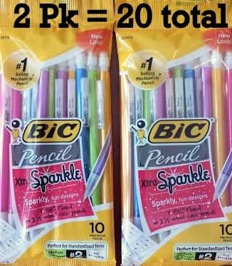 BIC Xtra Sparkle Mechanical Pencils w/Colorful Barrels, Medium Point (0.7mm), 20 Pencils