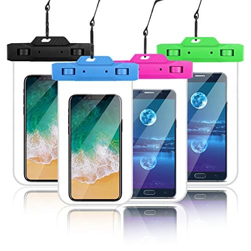 Nylsem Waterproof Phone Pouch,4Pack Universal Cellphone Waterproof Pouch Double Insurance Waterproof Case Compatible with iPhone X/8P/8/7P/7/6P/6/Samsung Galaxy S7/S8 and More Phones Upto 6.3 Inches