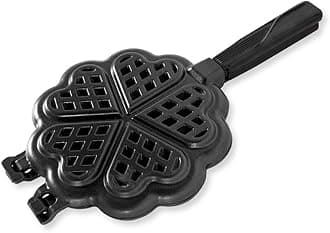 Nordic Ware 01705 Sweetheart Waffler, Cast-Aluminium Pan, Heart Shaped, Mini Waffle Maker, Black Five 3.5 inch cavities