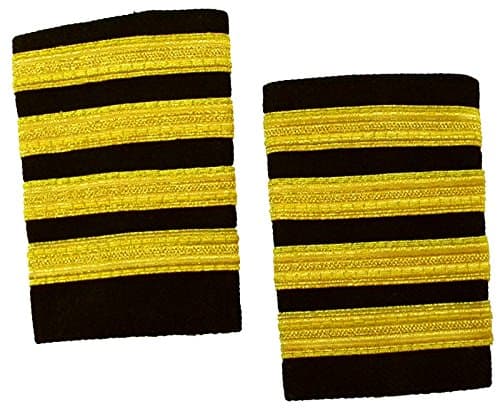 Pilot Epaulets, Black, 4 Bar Metallic Gold