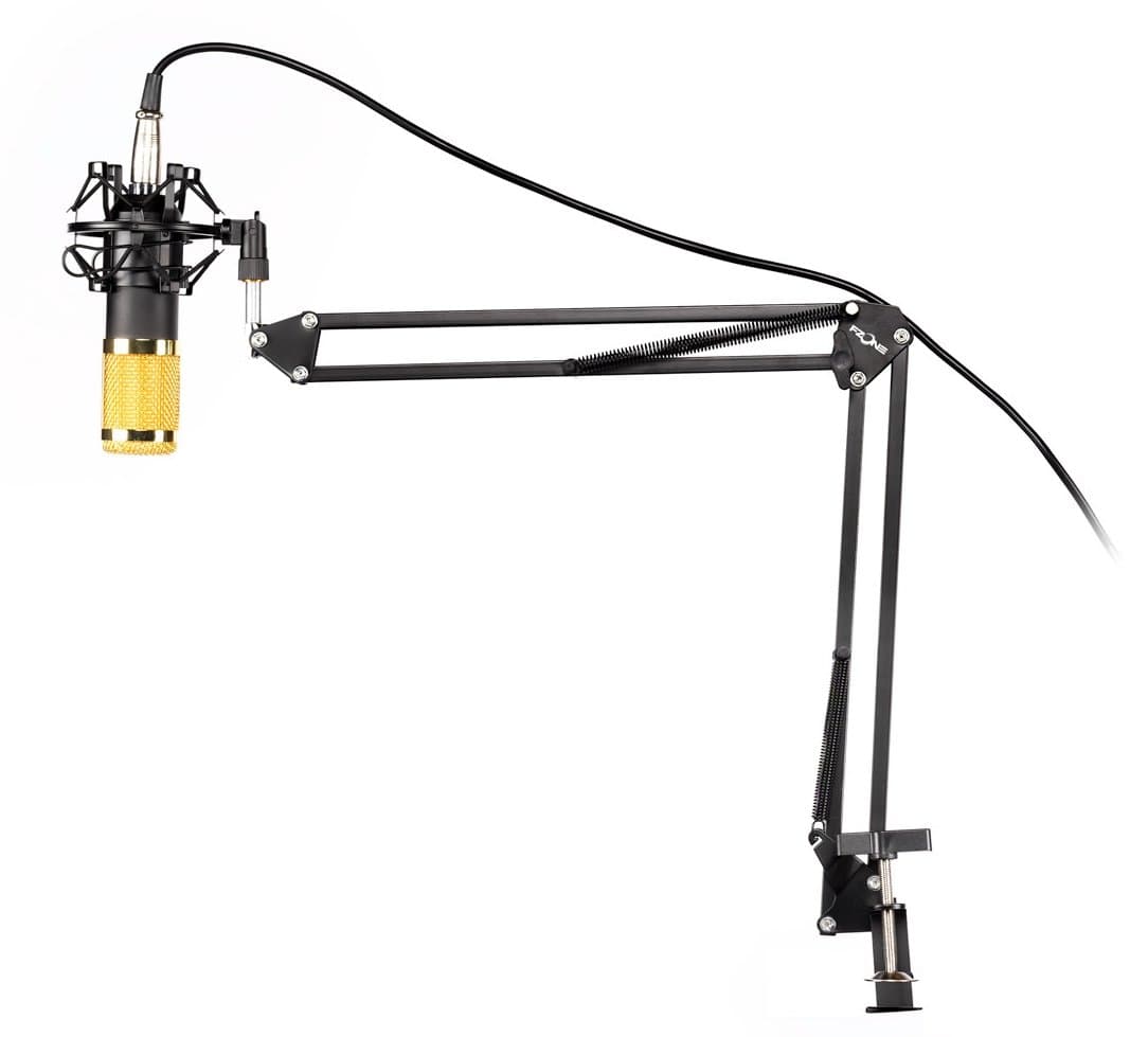 ALNEO Essentials Condenser Microphone Set Including Shock Mount Microphone Holder Shock Mount Microphone Cable XLR to 3.5 mm Mini Jack, Windscreen, and Microphone Boom Arm with Table Clamp for PC, Laptop, Computer, Gaming Youtube Video Chat Home Recording Broadcasting, Karaoke etc