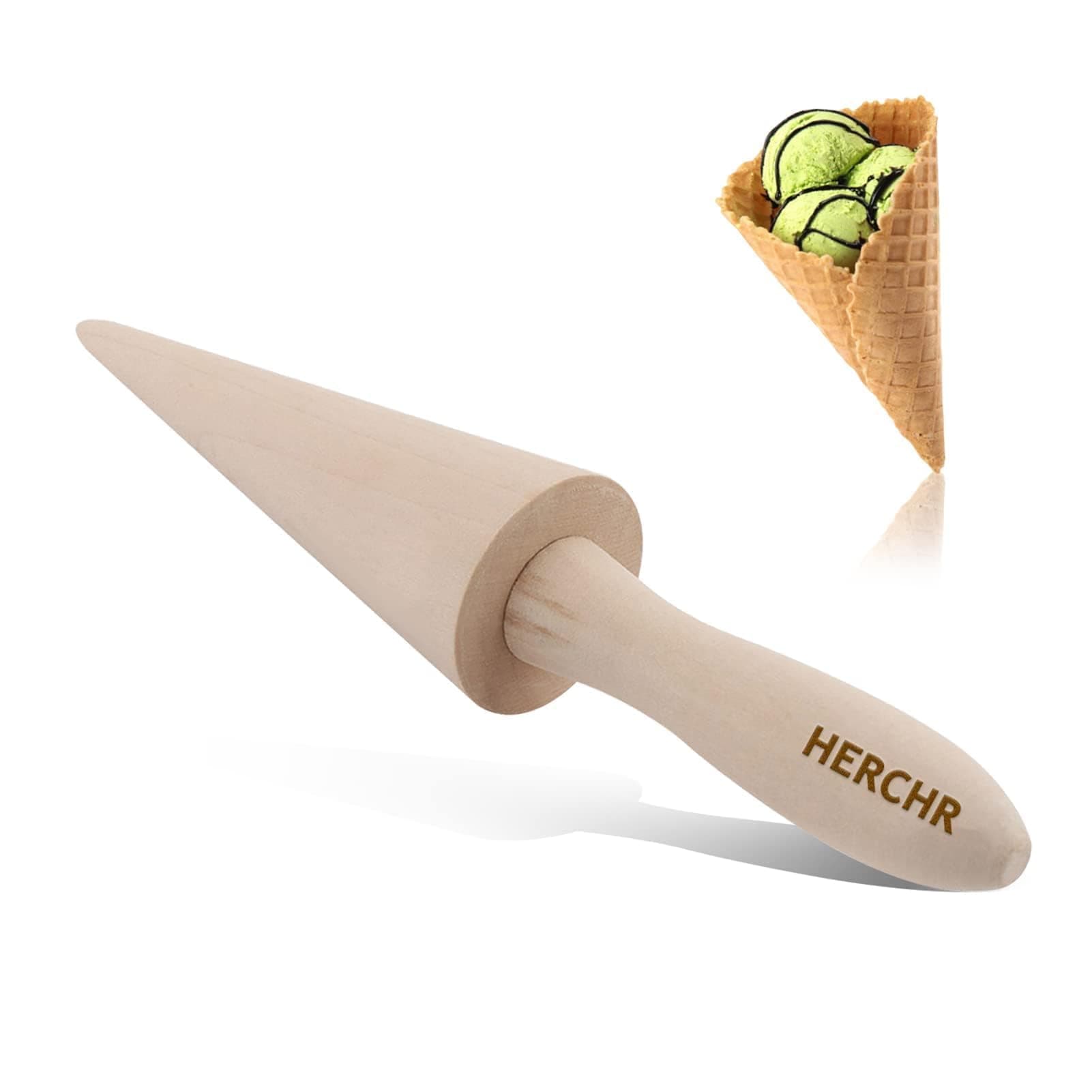 Wood Cone Roller Pizzelle Roller Krumkake Ice Cream Cone Roller Mold Natural Waffle Cone Roller Wooden Mini Waffle Cones Pastry Decorating Baking Pastry Tool Cone Mold Pizzelle Makers Pastry Roller