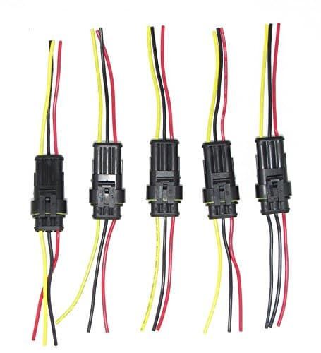 5 Kit 3 Pin Way Car Waterproof Electrical Connector Plug with Wire AWG Marine