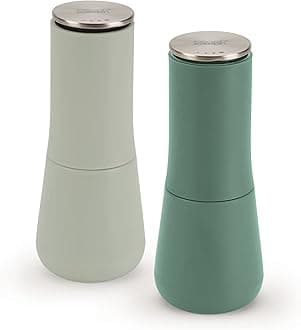 Joseph Joseph Joseph Milltop Non-Spill Salt and Pepper Mill Set Refillable with Ceramic Grinding, Sage Green 8 20182