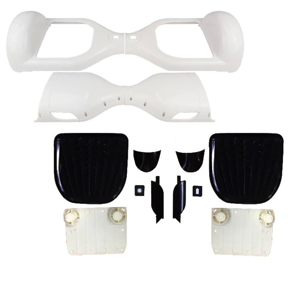 Replacement Plastic Shell Case Housing Cover with LED, Rubber Sensor Foot Pedal, Indicator Cover for Electric Self Balance Scooter, DIY Repair Body (White)
