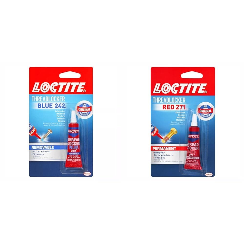 Threadlocker Blue 242 Nut/Bolt Locker & Threadlocker Red 271 Red 0.2 fl oz, 1 Tube